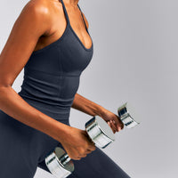 EnhanceLift™ Seamless Strappy Racer Tank Top with Built in Bra New Branding | True Blue
