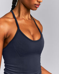 EnhanceLift™ Seamless Strappy Racer Tank Top with Built in Bra New Branding | True Blue