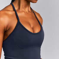 EnhanceLift™ Seamless Strappy Racer Tank Top with Built in Bra New Branding | True Blue