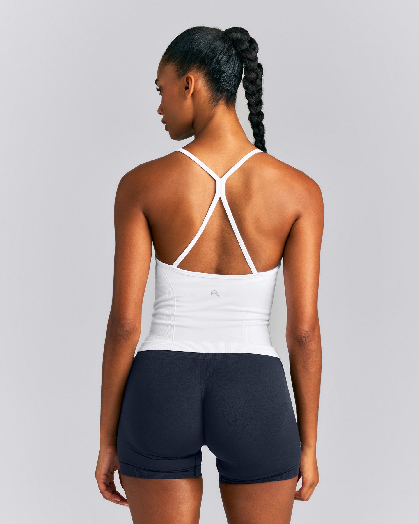 EnhanceLift™ Seamless Strappy Racer Tank Top with Built in Bra New Branding | White