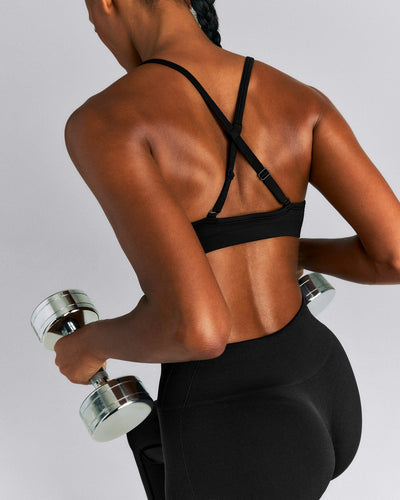 EnhanceLift™ Seamless Strappy Sports Bra New Branding | Black