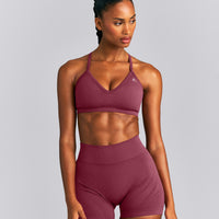 EnhanceLift™ Seamless Strappy Sports Bra New Branding | Burnt Maroon Red