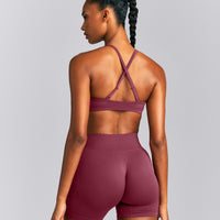 EnhanceLift™ Seamless Strappy Sports Bra | Burnt Maroon Red