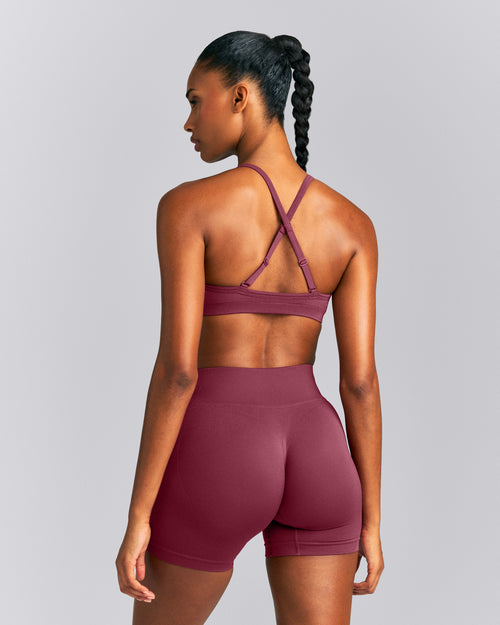 EnhanceLift™ Seamless Strappy Sports Bra | Burnt Maroon Red