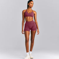 EnhanceLift™ Seamless Strappy Sports Bra New Branding | Burnt Maroon Red