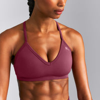 EnhanceLift™ Seamless Strappy Sports Bra New Branding | Burnt Maroon Red