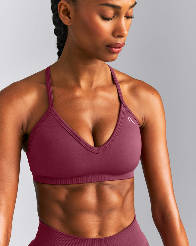 EnhanceLift™ Seamless Strappy Sports Bra New Branding | Burnt Maroon Red