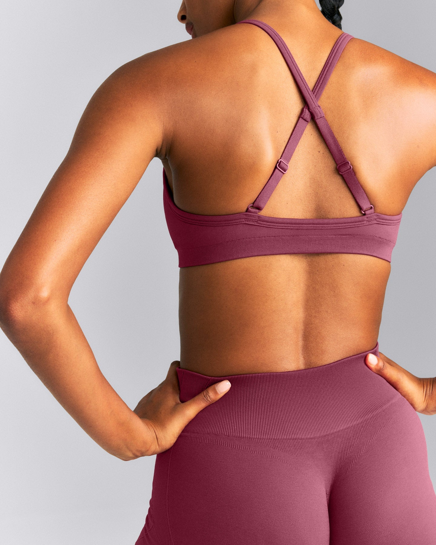 EnhanceLift™ Seamless Strappy Sports Bra New Branding | Burnt Maroon Red