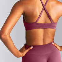 EnhanceLift™ Seamless Strappy Sports Bra New Branding | Burnt Maroon Red