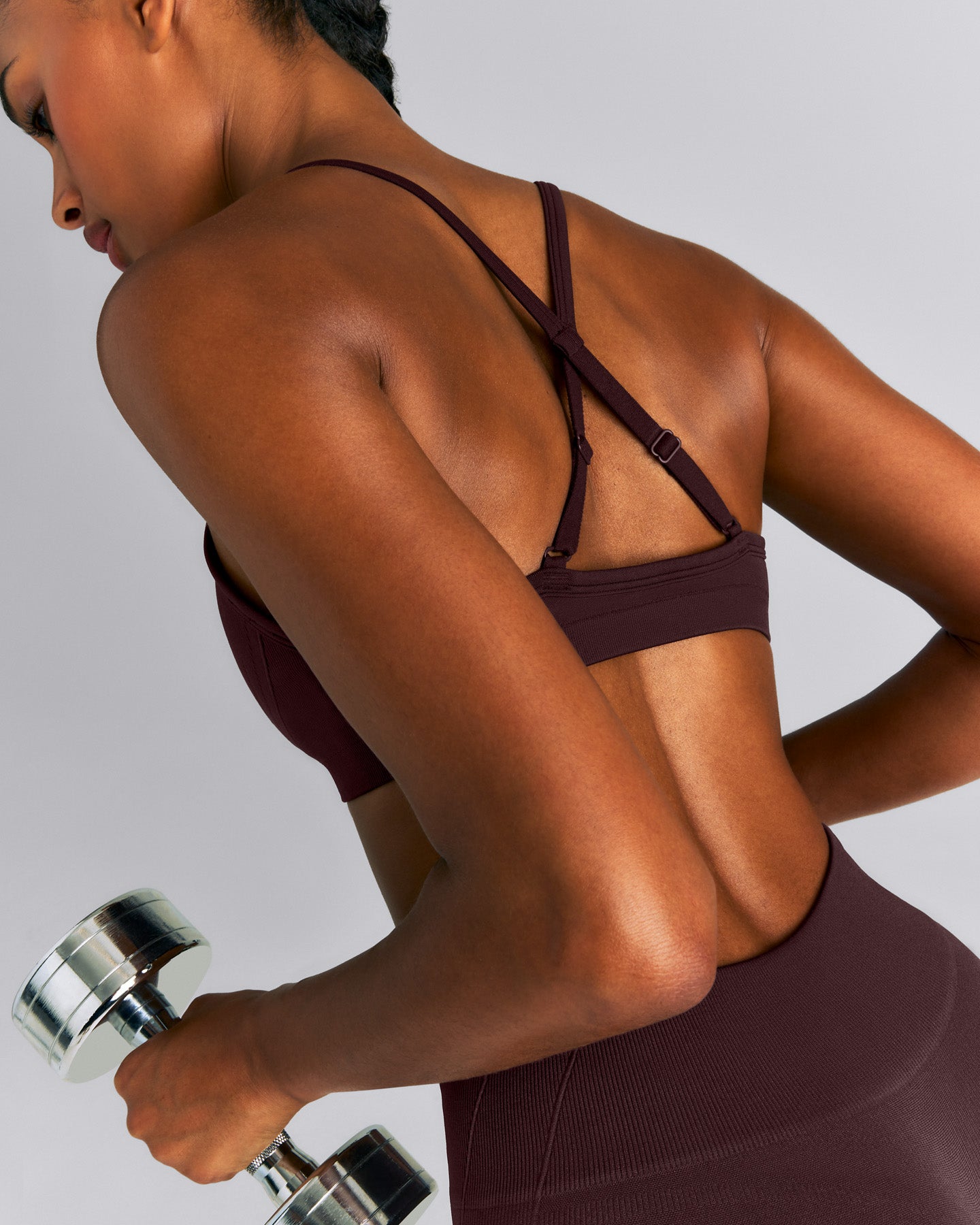 EnhanceLift™ Seamless Strappy Sports Bra New Branding | Plum Brown
