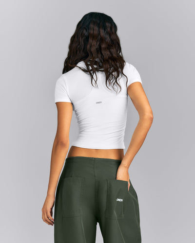 Fitted Cotton Racer Tank | White