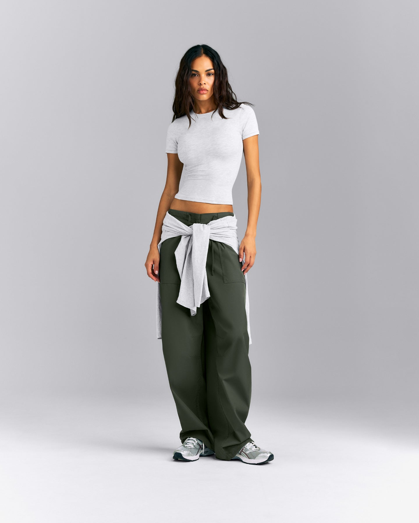 Fitted Cotton Short Sleeve Crew Neck T-Shirt | Light Gray Marl
