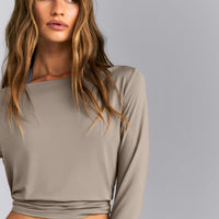 FormeSoft™ Relaxed Slash Neck Long Sleeve Top | Washed Minky