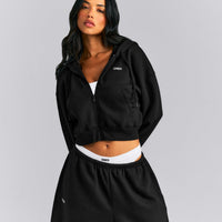 Foundations All Season Cropped Zip Up Hoodie New Branding | Black