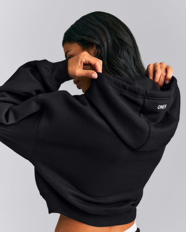 Foundations All Season Cropped Zip Up Hoodie New Branding | Black