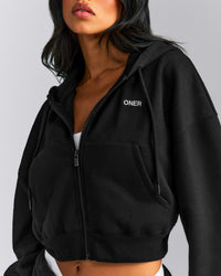 Foundations All Season Cropped Zip Up Hoodie New Branding | Black