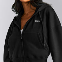 Foundations All Season Cropped Zip Up Hoodie New Branding | Black