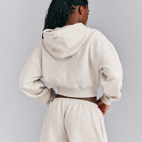 Foundations All Season Cropped Zip Up Hoodie New Branding | Oat Marl
