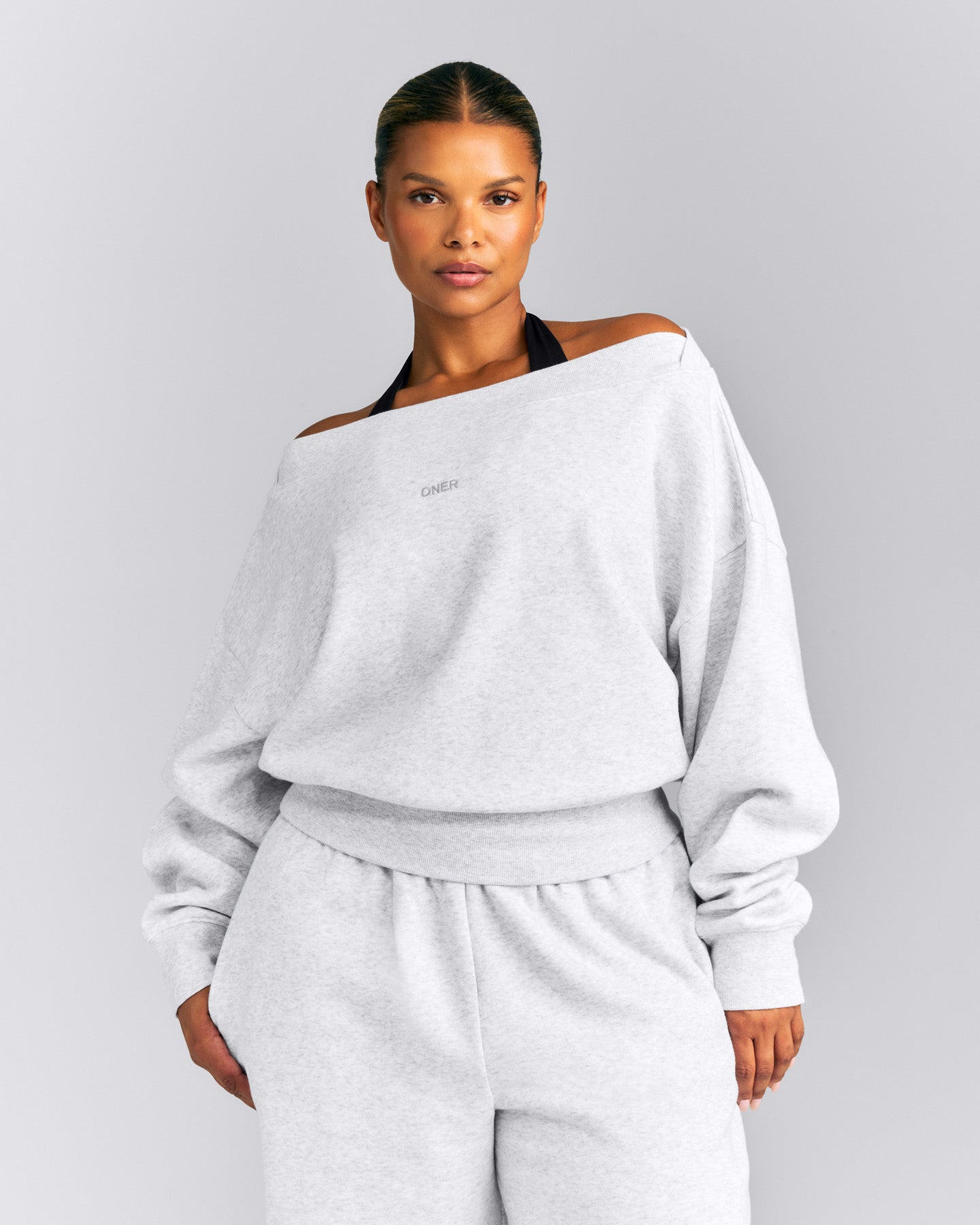 Foundations All Season Crossover Boat Neck Sweatshirt New Branding | Gray Marl