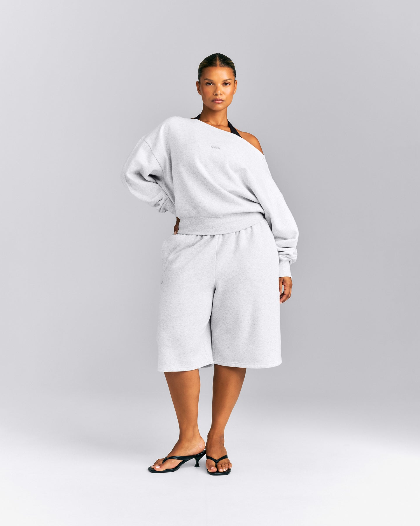 Foundations All Season Crossover Boat Neck Sweatshirt New Branding | Gray Marl