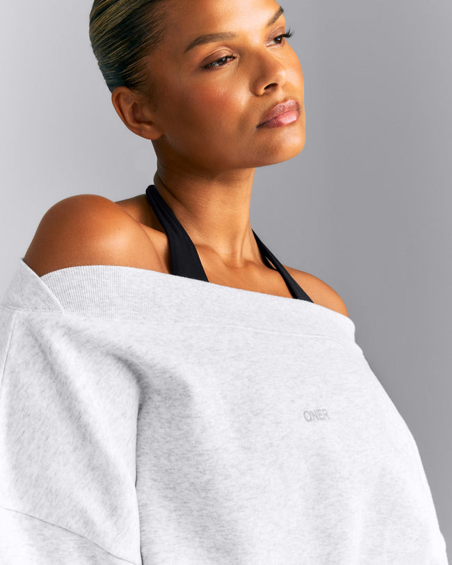 Foundations All Season Crossover Boat Neck Sweatshirt New Branding | Gray Marl