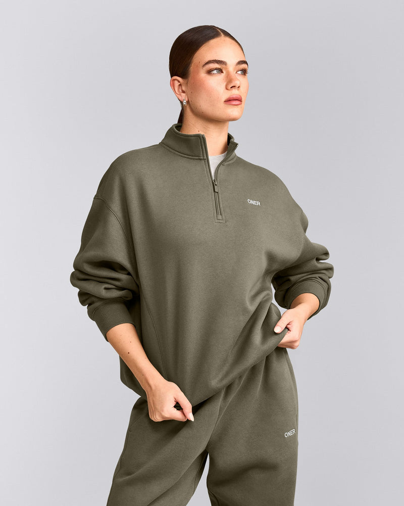Foundations Cosy 1/4 Zip Sweatshirt Alpine Green | Oner Active US