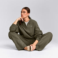 Foundations Cosy 1/4 Zip Sweatshirt | Alpine Green