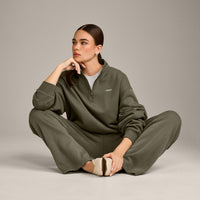 Foundations Cosy 1/4 Zip Sweatshirt | Alpine Green
