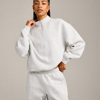 Foundations Cosy 1/4 Zip Sweatshirt | Light Gray Marl