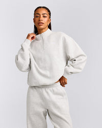 Foundations Cosy 1/4 Zip Sweatshirt | Light Gray Marl