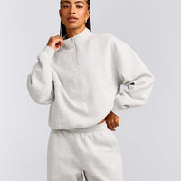 Foundations Cosy 1/4 Zip Sweatshirt | Light Gray Marl