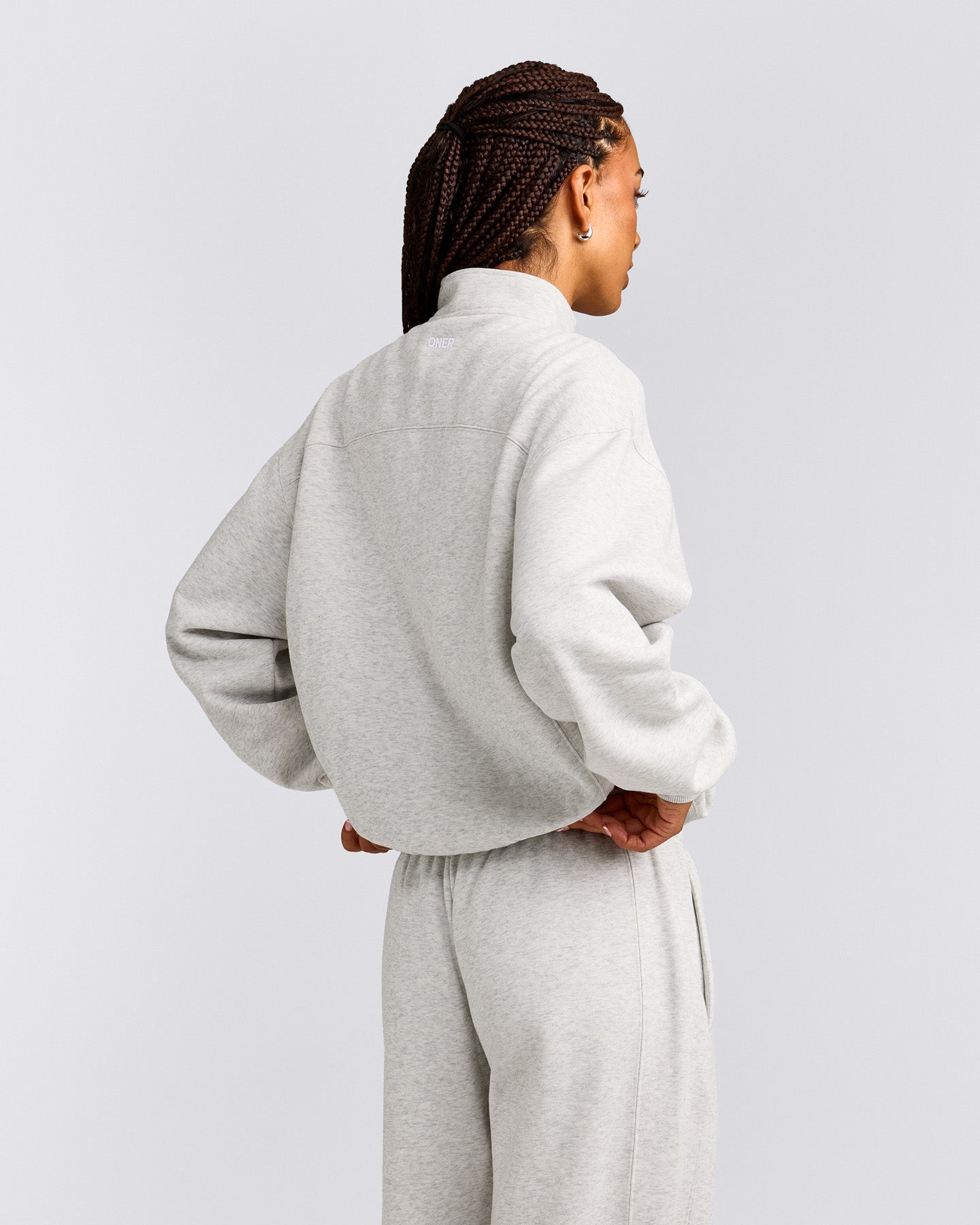 Foundations Cosy 1/4 Zip Sweatshirt | Light Gray Marl