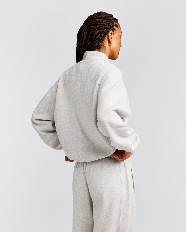 Foundations Cosy 1/4 Zip Sweatshirt | Light Gray Marl