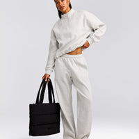 Foundations Cosy 1/4 Zip Sweatshirt | Light Gray Marl