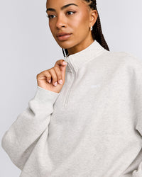 Foundations Cosy 1/4 Zip Sweatshirt | Light Gray Marl