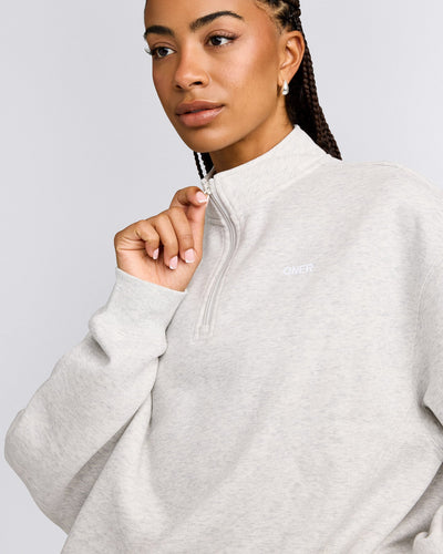 Foundations Cosy 1/4 Zip Sweatshirt | Light Gray Marl