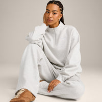 Foundations Cosy 1/4 Zip Sweatshirt | Light Gray Marl