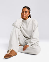Foundations Cosy 1/4 Zip Sweatshirt | Light Gray Marl