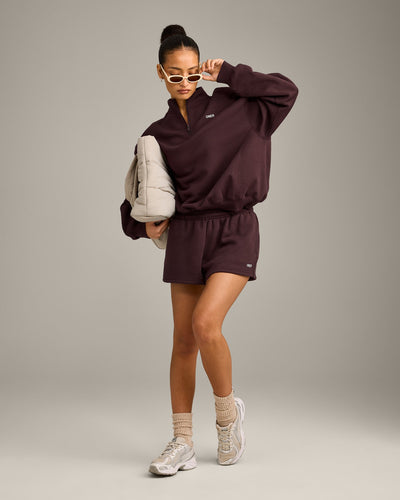 Foundations Cosy 1/4 Zip Sweatshirt | Plum Brown