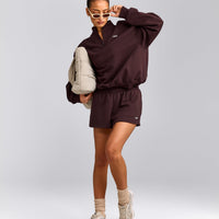 Foundations Cosy 1/4 Zip Sweatshirt | Plum Brown