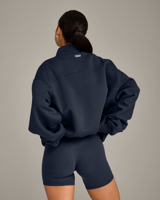 Foundations Cosy 1/4 Zip Sweatshirt | True Blue