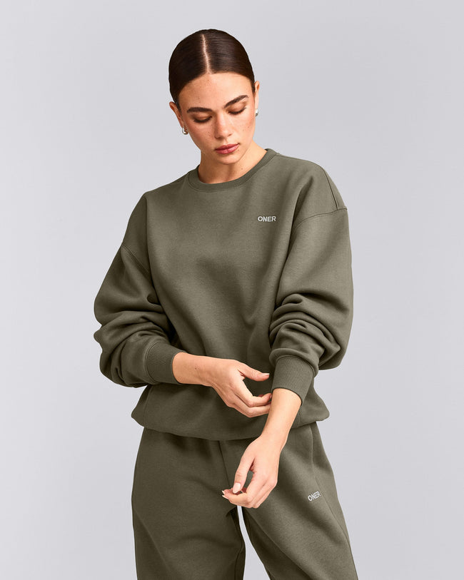 Foundations Cosy Crew Neck Sweatshirt | Alpine Green