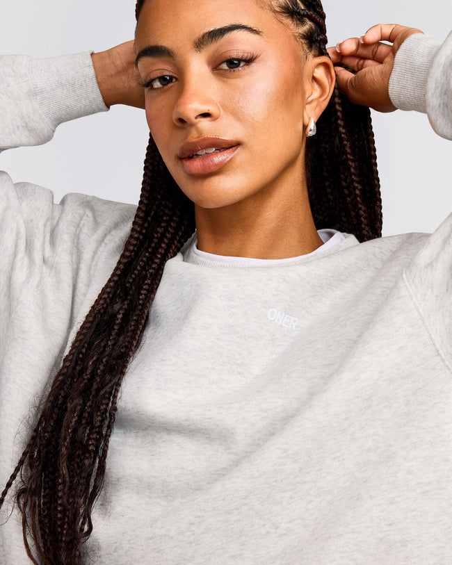 Foundations Cosy Crew Neck Sweatshirt | Light Gray Marl