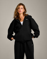 Foundations Cosy Oversized Zip Through Hoodie | Black