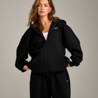 Foundations Cosy Oversized Zip Through Hoodie | Black