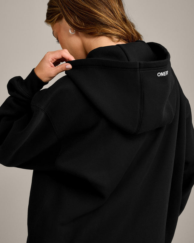 Foundations Cosy Oversized Zip Through Hoodie | Black