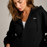 Foundations Cosy Oversized Zip Through Hoodie | Black