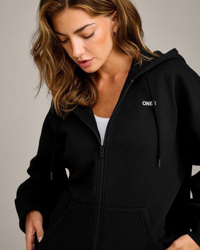 Foundations Cosy Oversized Zip Through Hoodie | Black