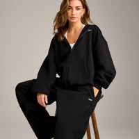 Foundations Cosy Oversized Zip Through Hoodie | Black