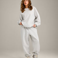 Foundations Cosy Oversized Joggers | Light Gray Marl